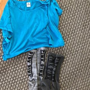 Two pairs of Pink socks and a Pink crop top